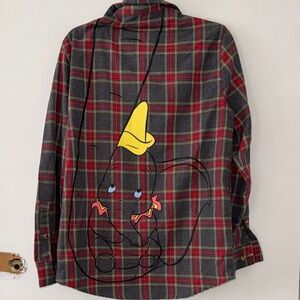 Cakeworthy Plaid Shirt with Cartoon Graphic